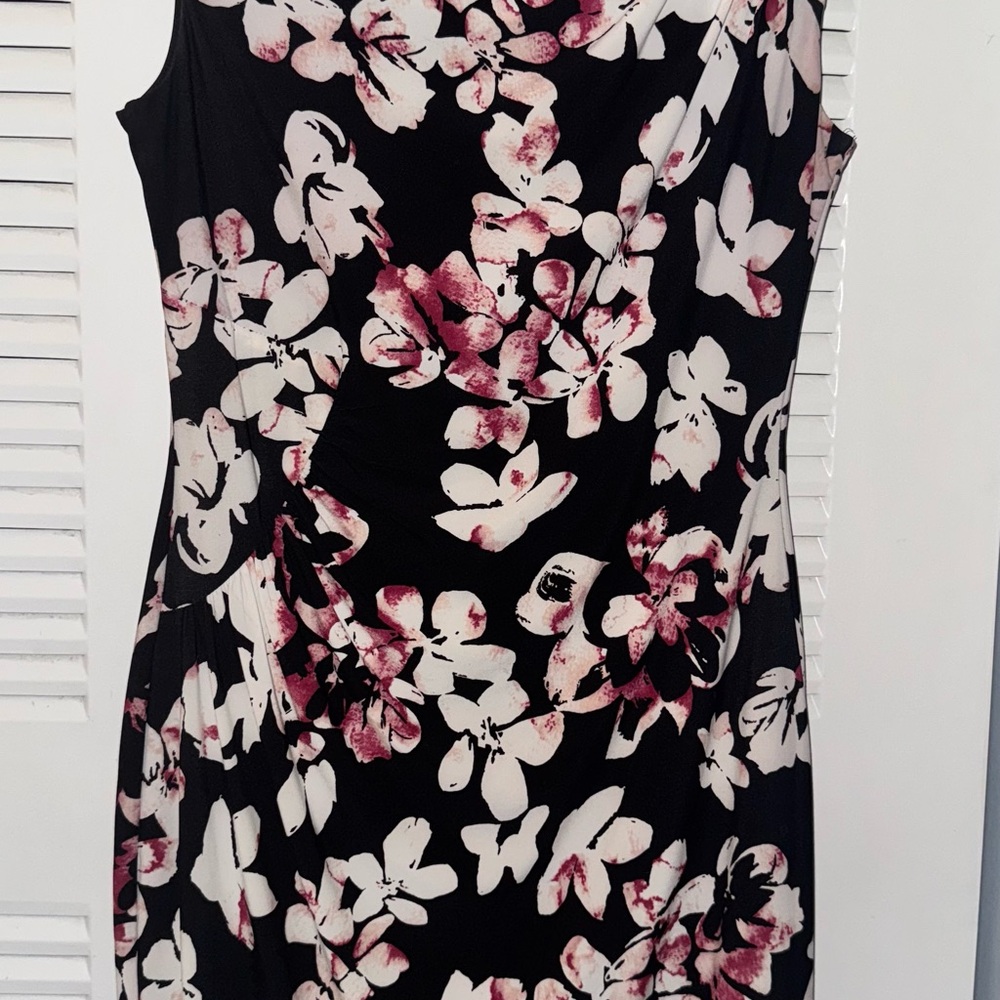 American Living Black and Pink Floral Midi Dress